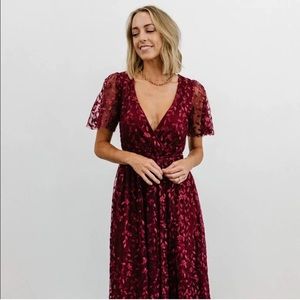 COPY - Marseille Embossed Maxi Dress - Burgandy